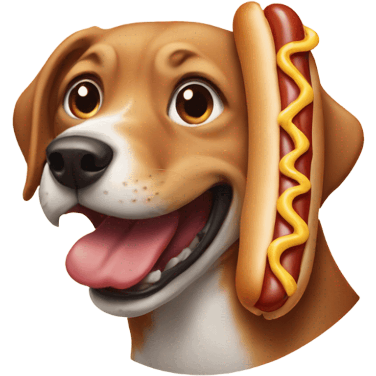 Dog eating hotdog emoji