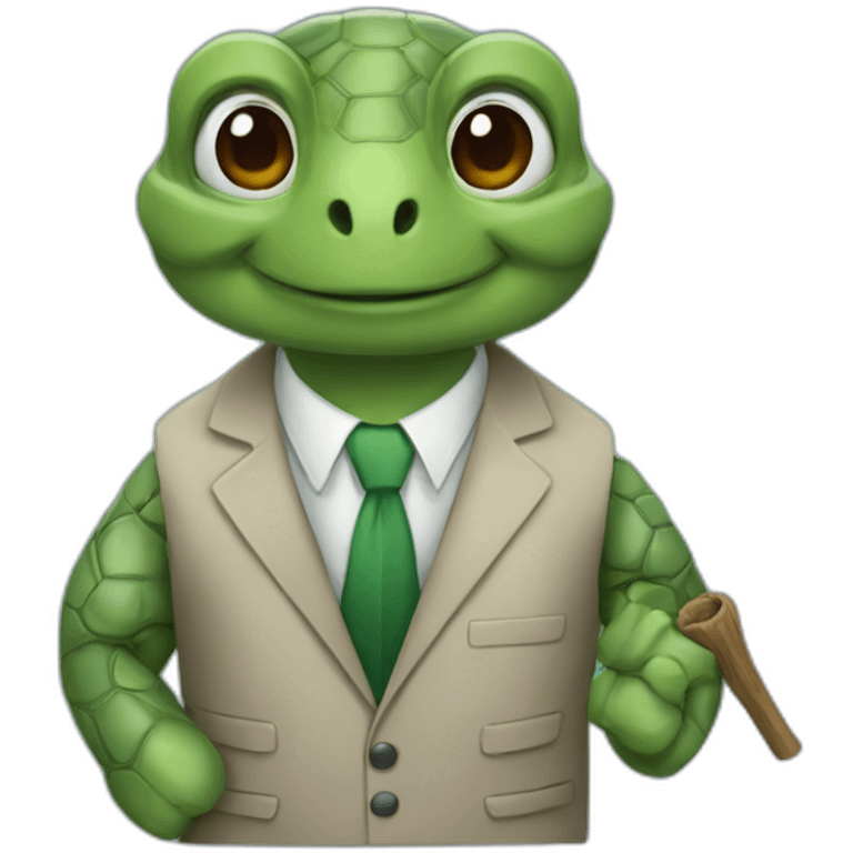 Turtle with a suit and stick emoji