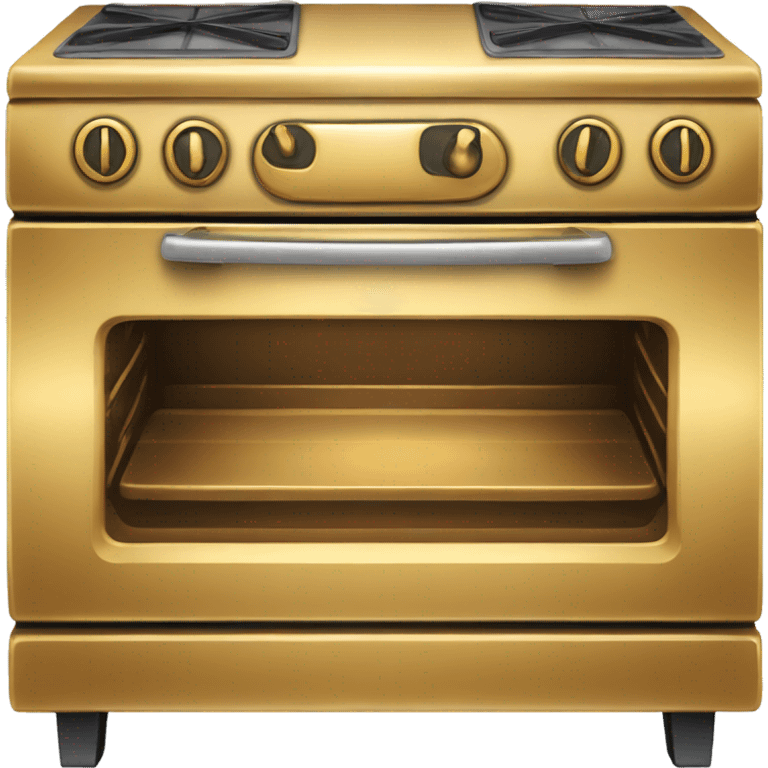 Realistic front facing shiny solid gold oven. emoji