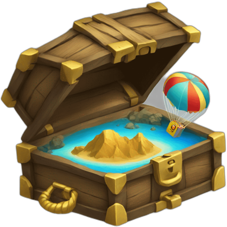 Treasure box with parachute emoji