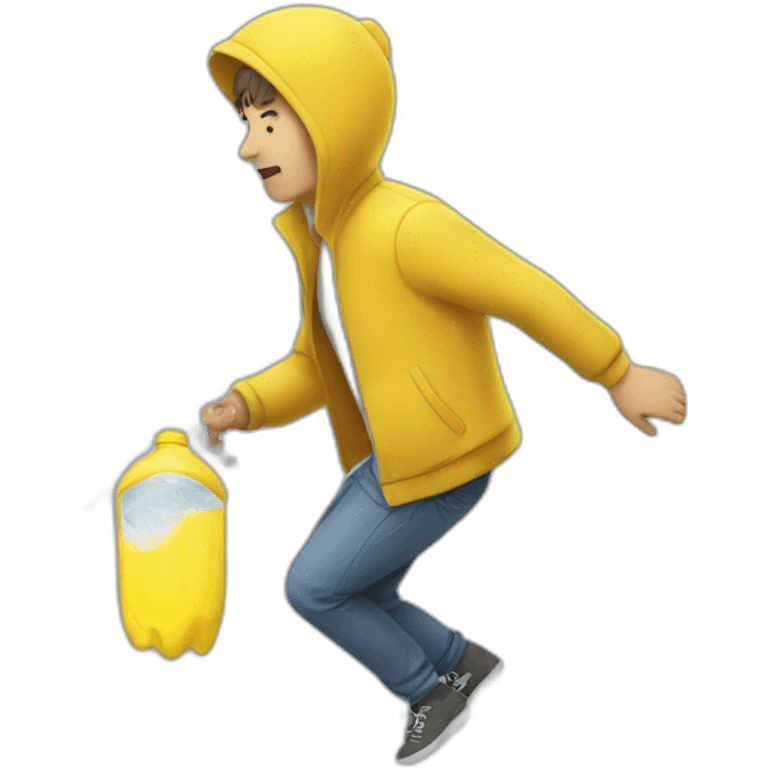 man dropping yellow water downside emoji