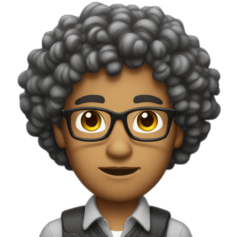 mixed race half black computer nerd muscles no glasses curly hair stern look emoji