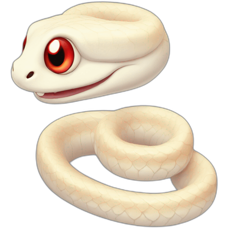 Albino cute tiny snake with round red eyes emoji