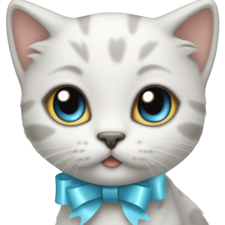 kitten with a light blue ribbon emoji