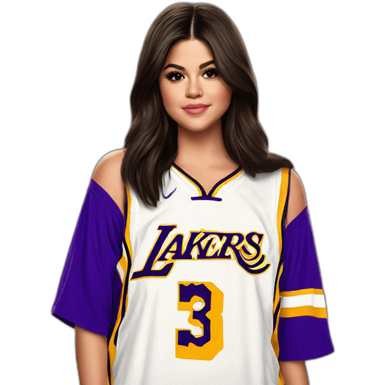 selena gomez with lakers jersey emoji