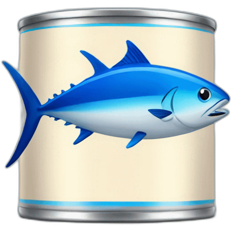 Realistic small can of tuna showing the blue shape of a sailling boat on a sea background emoji