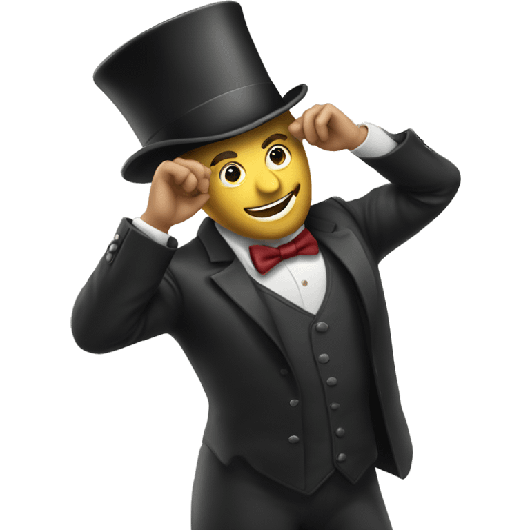 A man chipping his top hat as a sign of appreciation or compliment emoji