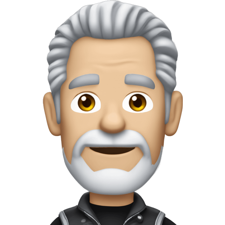 grey haired Caucasian biker on a  blue Harley Davidson road king emoji