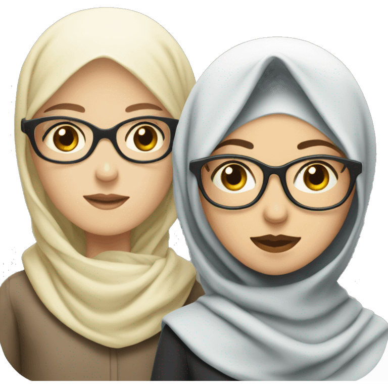 White girl wearing a hijab with a boy with drk hair and glasses emoji