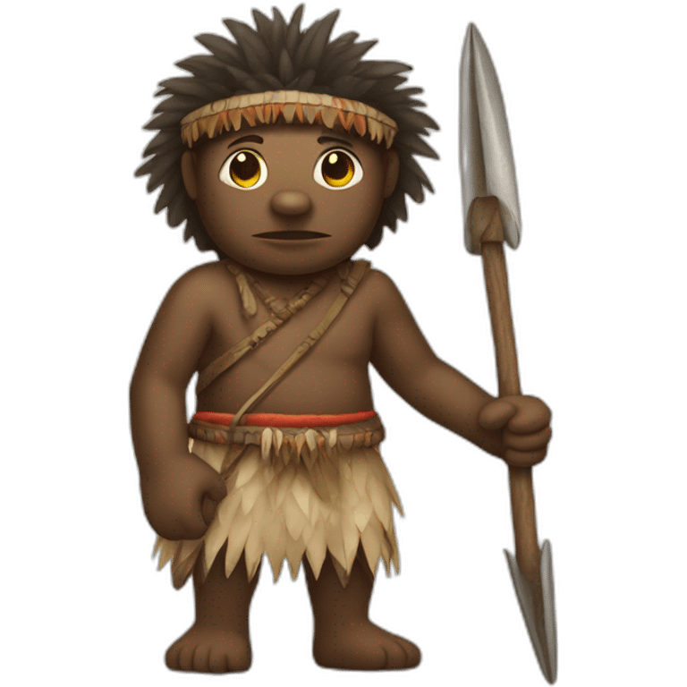 Aborigine with spear in a hand hunting emoji