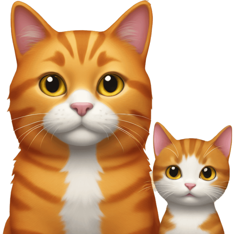 Big orange cat AND small tricolour kitty emoji