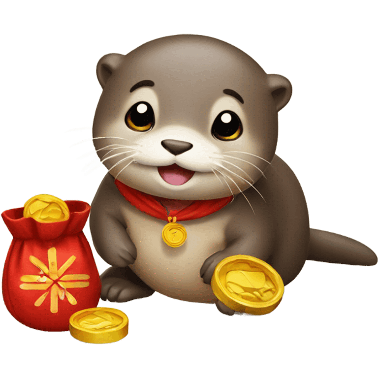 an otter with new year lucky pouch emoji