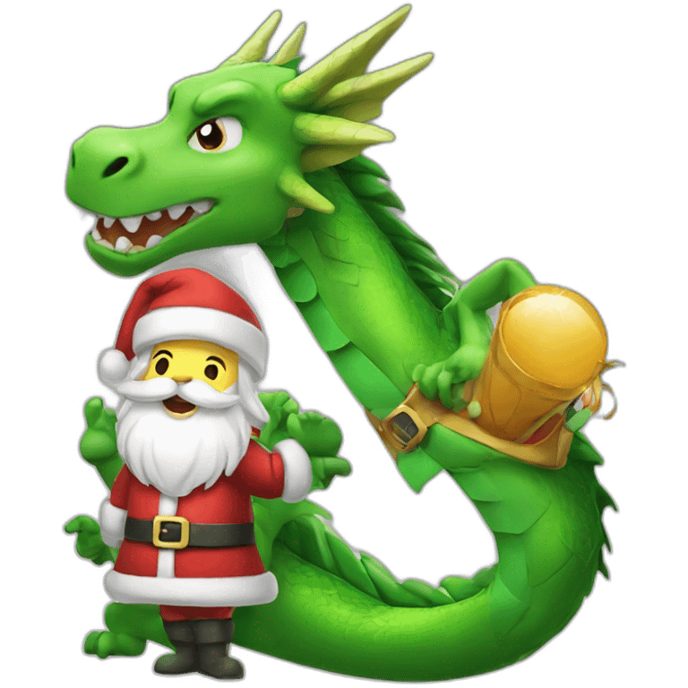 Santa and Green Dragon in New Year emoji