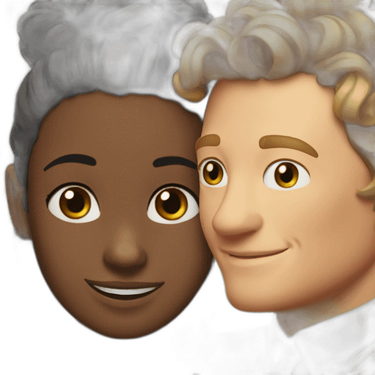 Simon Baker hug a black girl brown eyes and sblack hair in a bun emoji