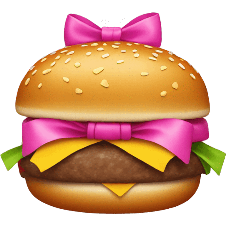 Hamburger with a pink bow emoji