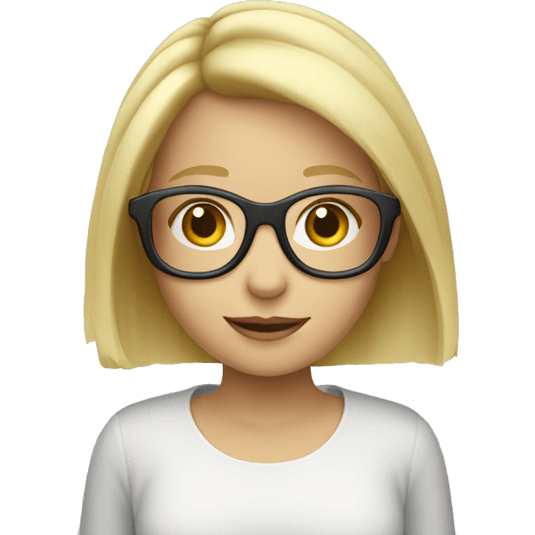 Blonde girl in glasses and with ipadf emoji