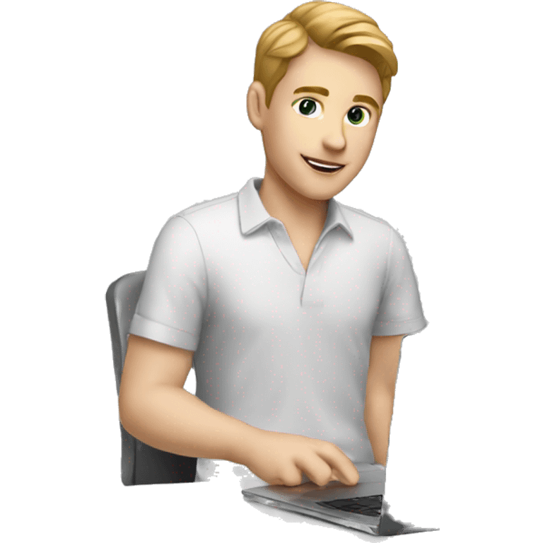 WHITE BOY EDITOR WITH LAPTOP, PNG emoji