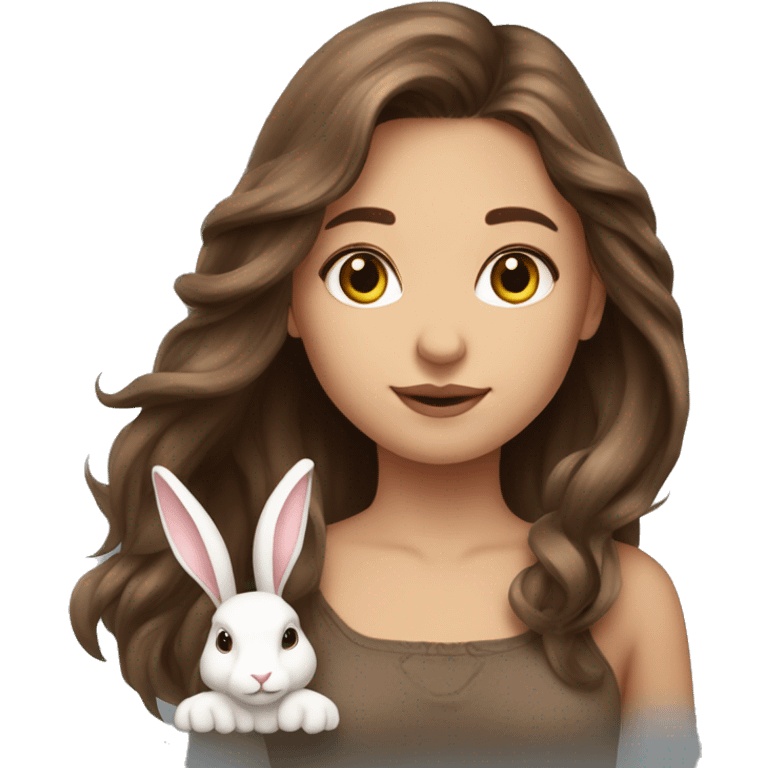 Tatarka beautiful girl long brown hair and bunny  emoji