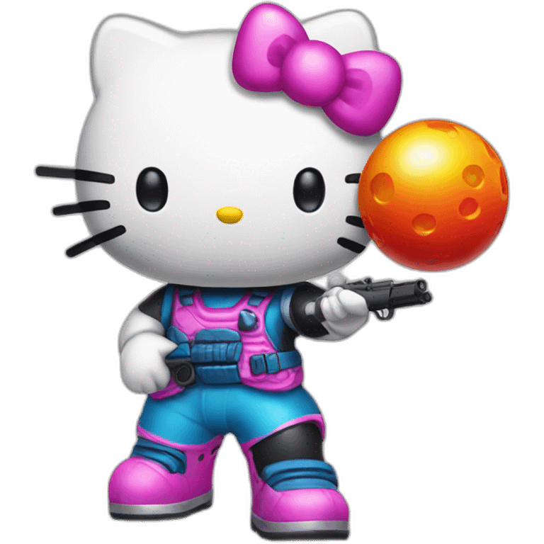 Hello kitty playing paint ball emoji