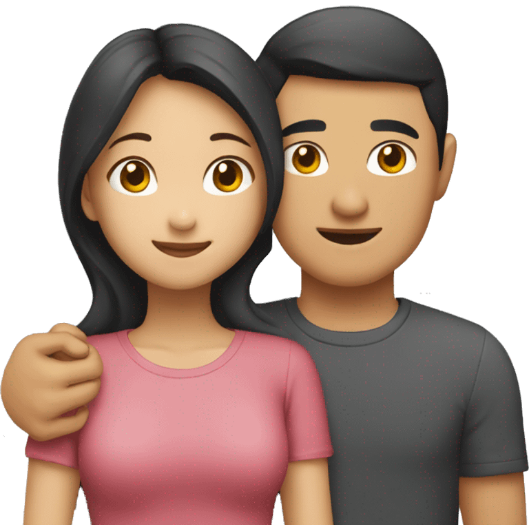 asian girl and asian guy hugging  emoji