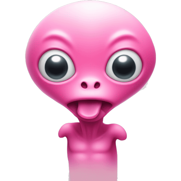 Cute little pink alien sticking out it’s small little tongue  emoji