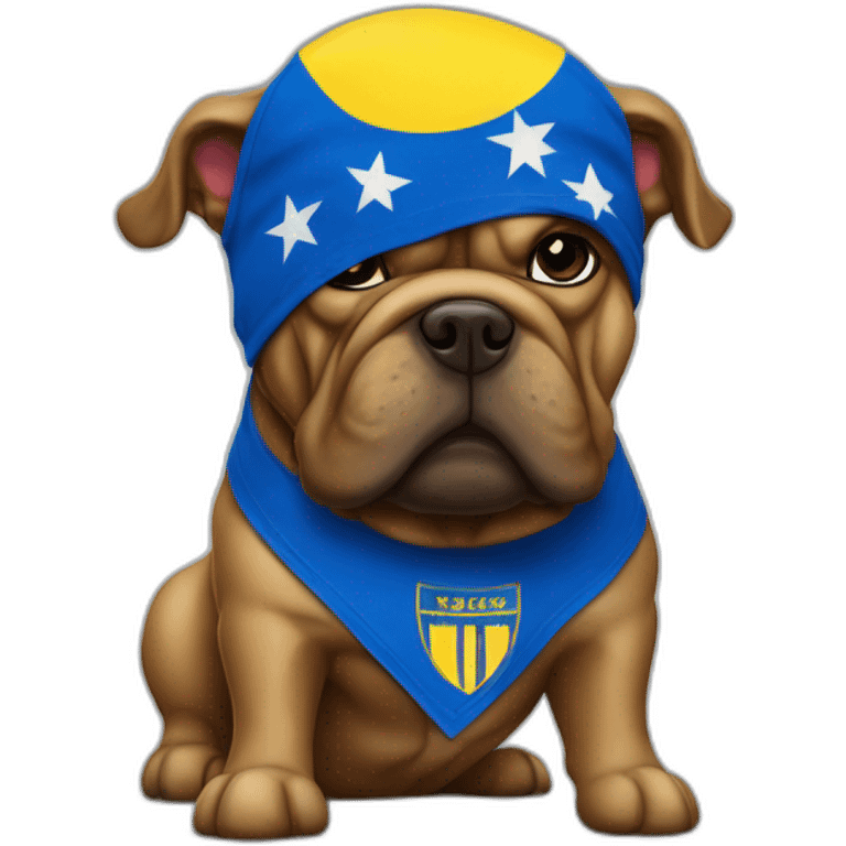 Bull dog perro negro con bandera Ud las Palmas football emoji