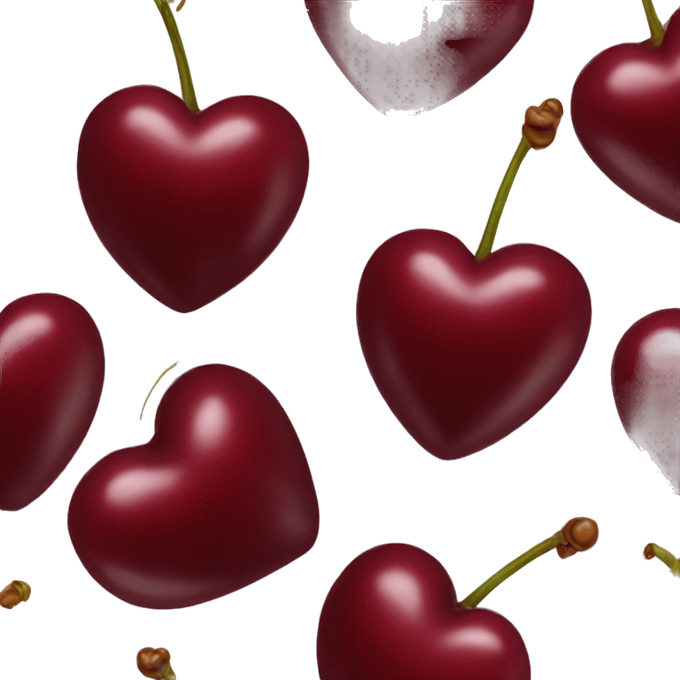 heart shaped burgundy cherries emoji