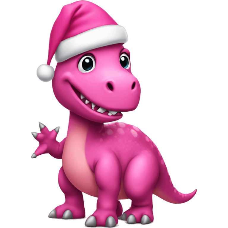 Pink dinosaur wearing a Christmas hat  emoji