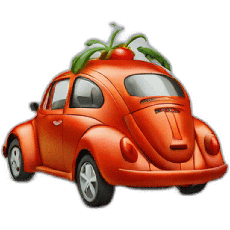 vw beetle made from a single tomato emoji