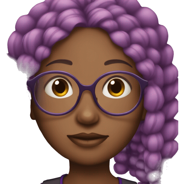 black girl with purple braids and rose gold glasses emoji