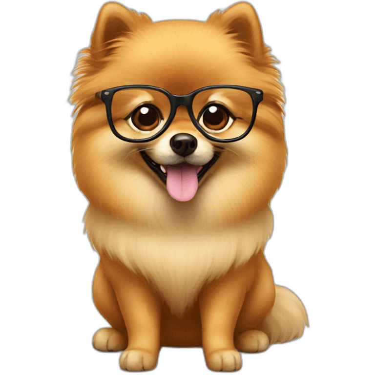 A Pomeranian with glasses emoji