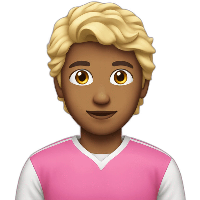 Arab boy, pink football shirt, blonde hair emoji