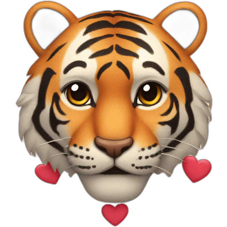 tiger face with 3 hearts emoji