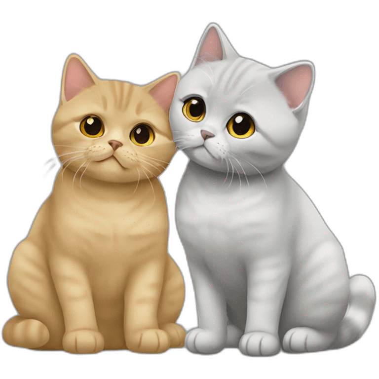 golden british shorthair, a young girl, and silver golden british shorthair kissing emoji