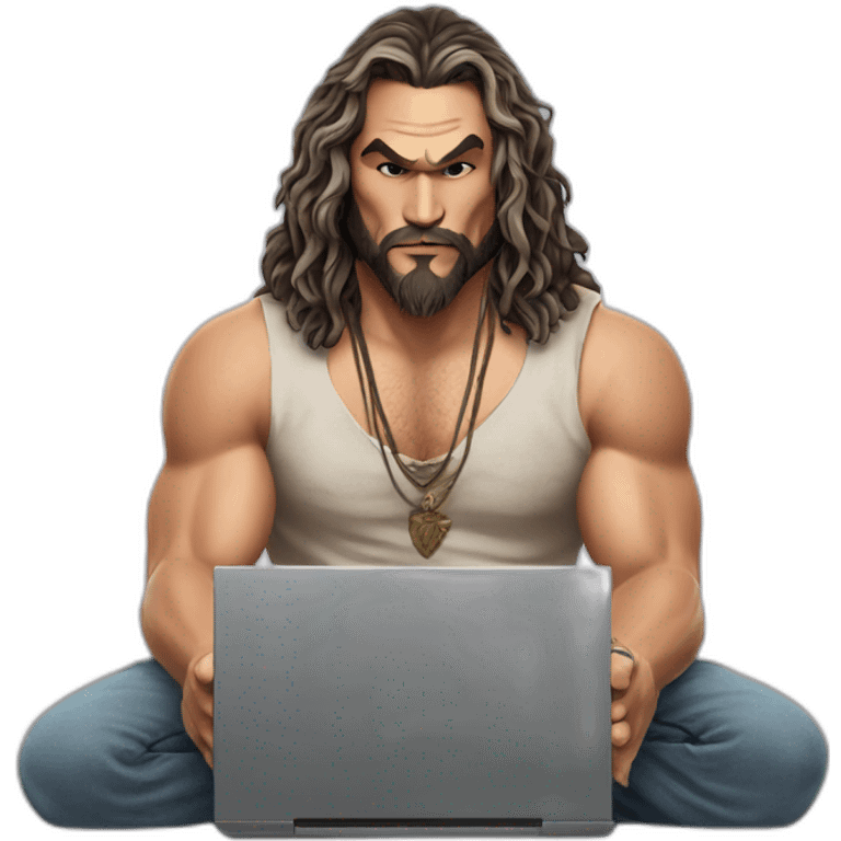 Jason Momoa at a laptop emoji