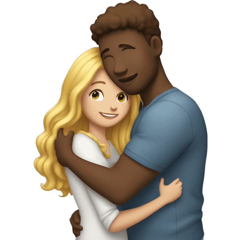 hugging white girlfriend and boyfriend for the first time emoji