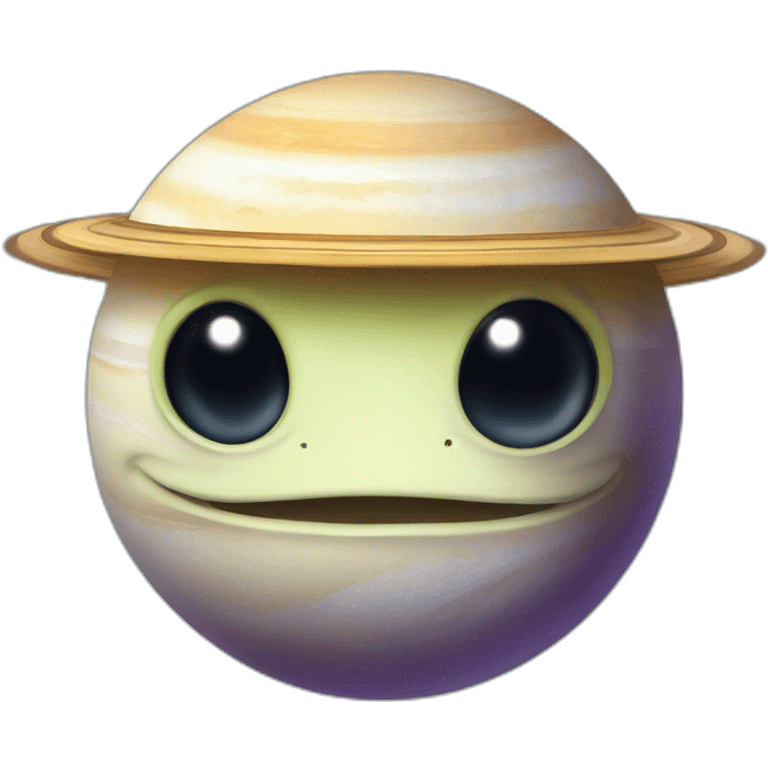 planet Saturn with a cartoon smirking lizard face emoji