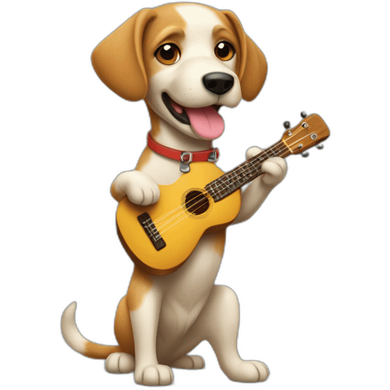 chien debout qui fait du ukelele emoji