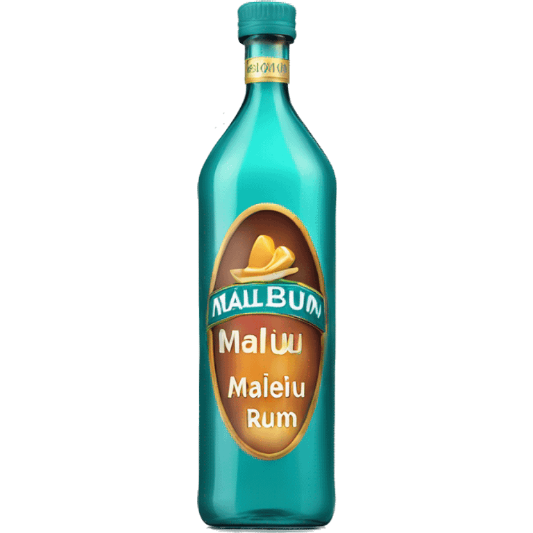 Realistic teal Malibu rum bottle isolated. emoji