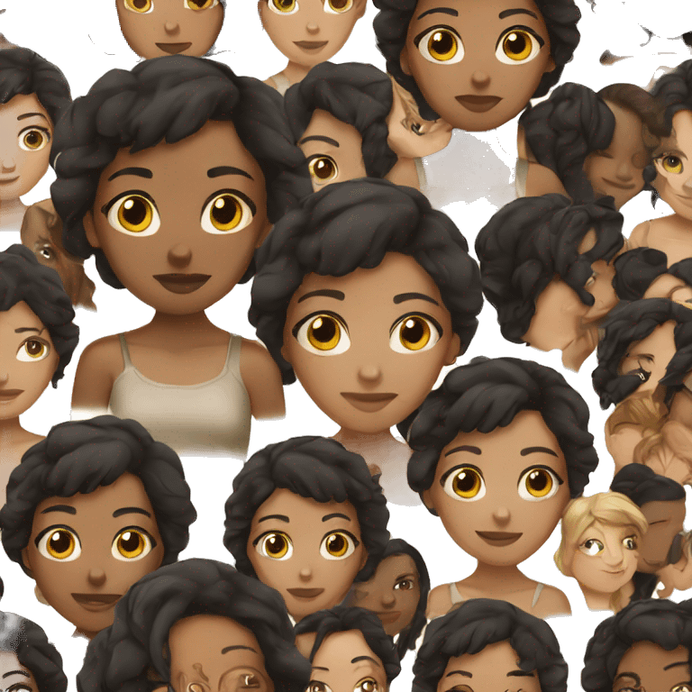 Brown skin girl, brown eyes, short black hair emoji