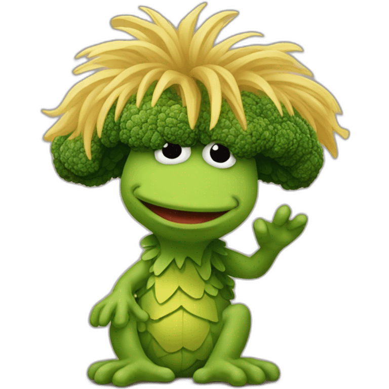 Fraggle with blond Jair eating brócoli  emoji