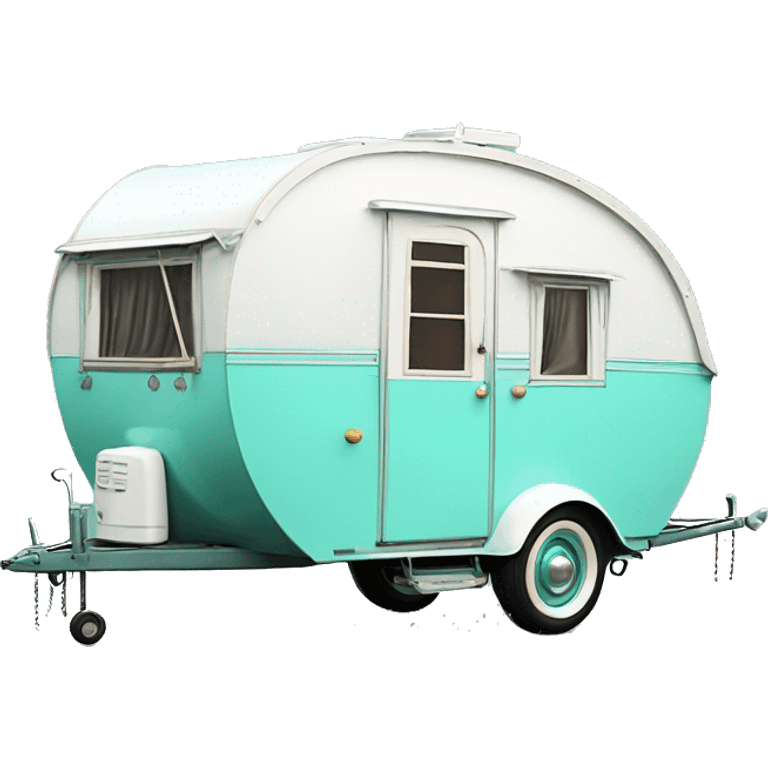 Realistic tiffany blue vintage round gypsy caravan wagon camper emoji