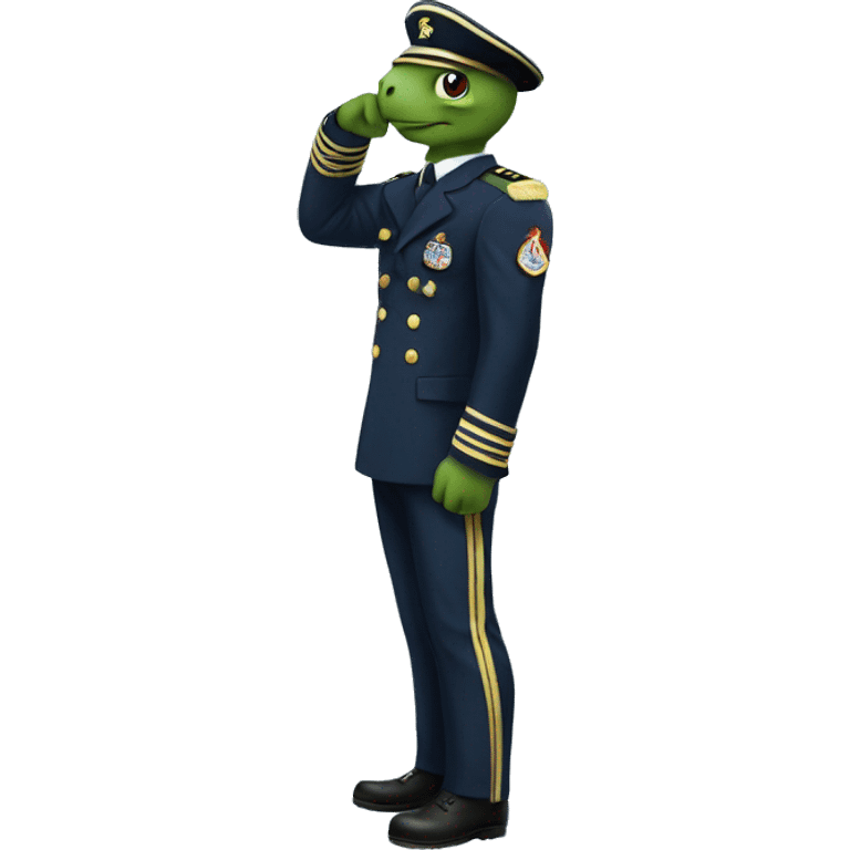 Turtle in navy uniform saluting emoji