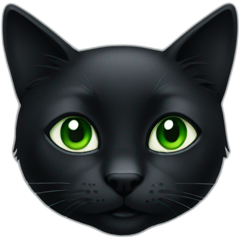 Black-cat-green-eyes-no-tail emoji