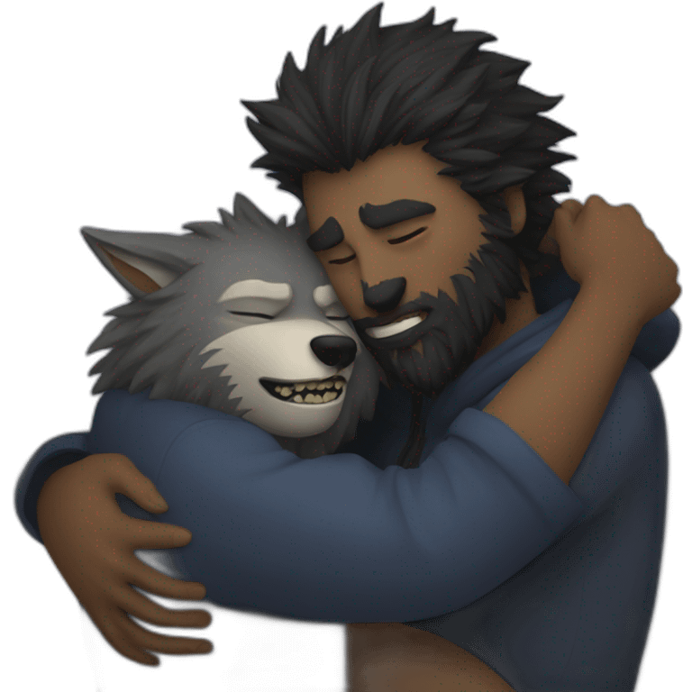 werewolf hugging an anonymous person emoji