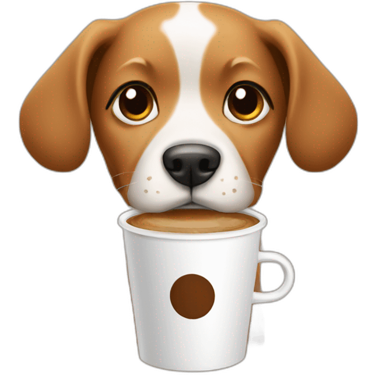 Dog drink coffee emoji