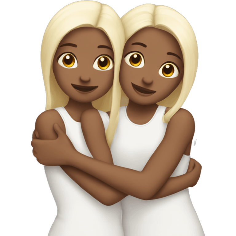 White twin girls hugging emoji