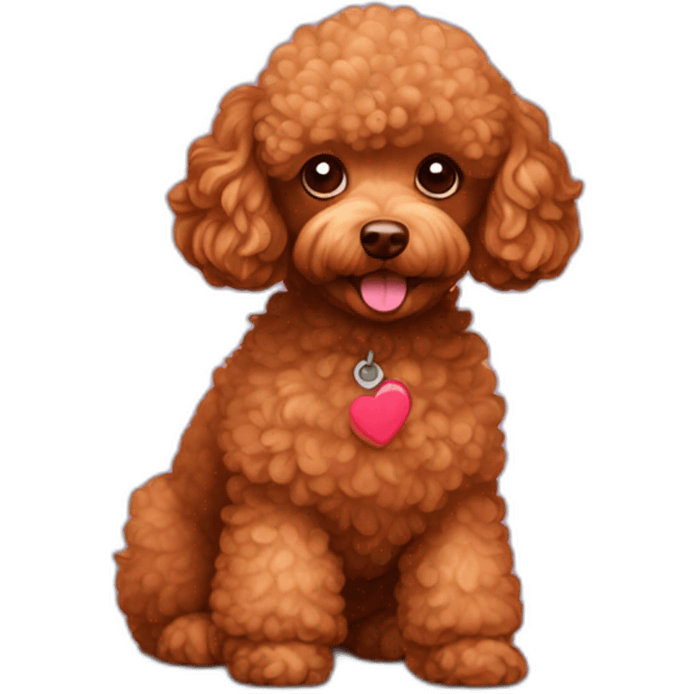 Red toy poodle with hearts above head emoji