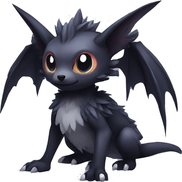 Kawaii edgy fantasy dark-themed animal hybrid Fakemon full body emoji