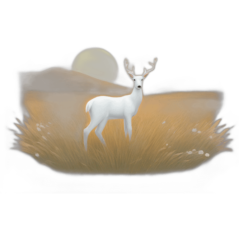 White deer dreaming in the prairie emoji